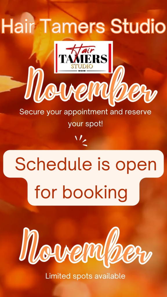 November-schedule Our calendar is open for booking for November Book Now